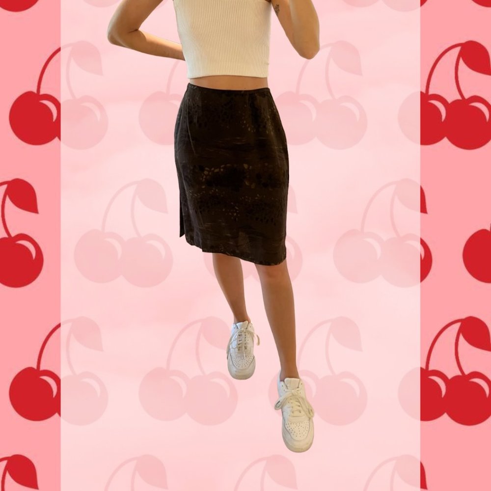 Harold's Brown Pattern Slip Midi Skirt Size 8